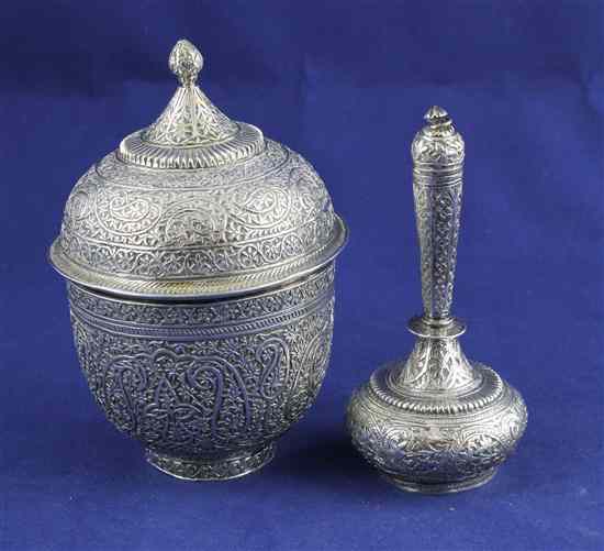 Appraisal: A th century North Indian silver bowl and cover extensively