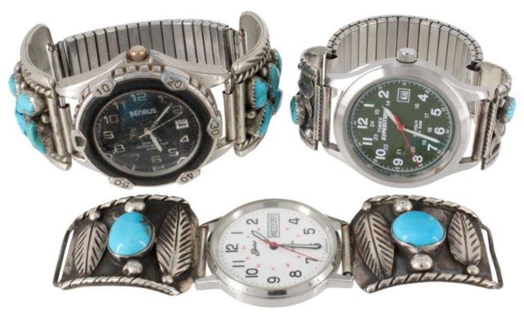 Appraisal: lot of Native American watches including silver content unknown watch