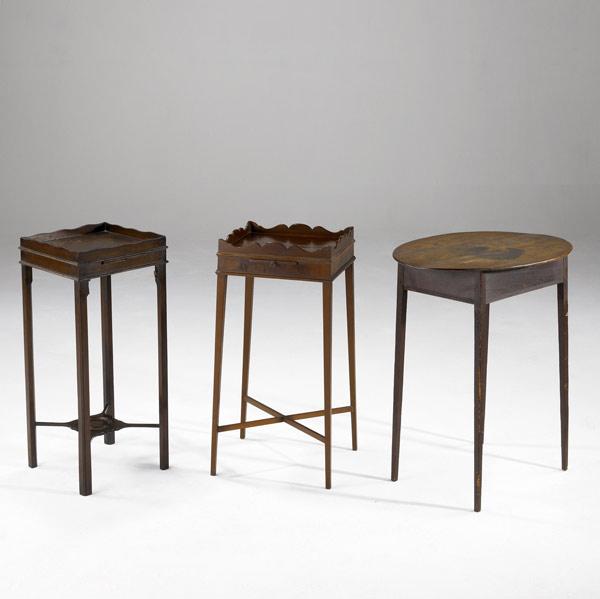 Appraisal: ENGLISH SIDE TABLES Grouping of three in mahogany th th