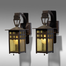 Appraisal: Gustav Stickley LANTERNS MODEL VARIANT PAIR USA c hammered copper