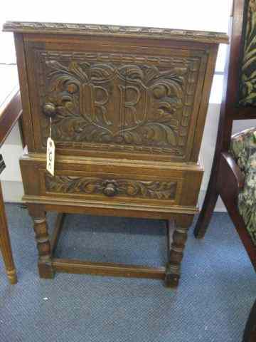 Appraisal: Carved Bedside Cabinet with doorand lower drawer