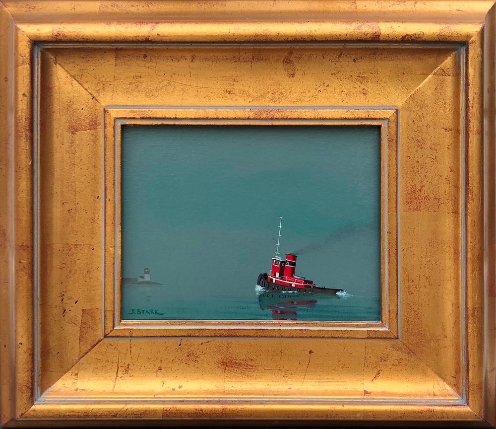 Appraisal: Robert Stark Jr Oil on Canvas Tugboat Rounding Brant Point