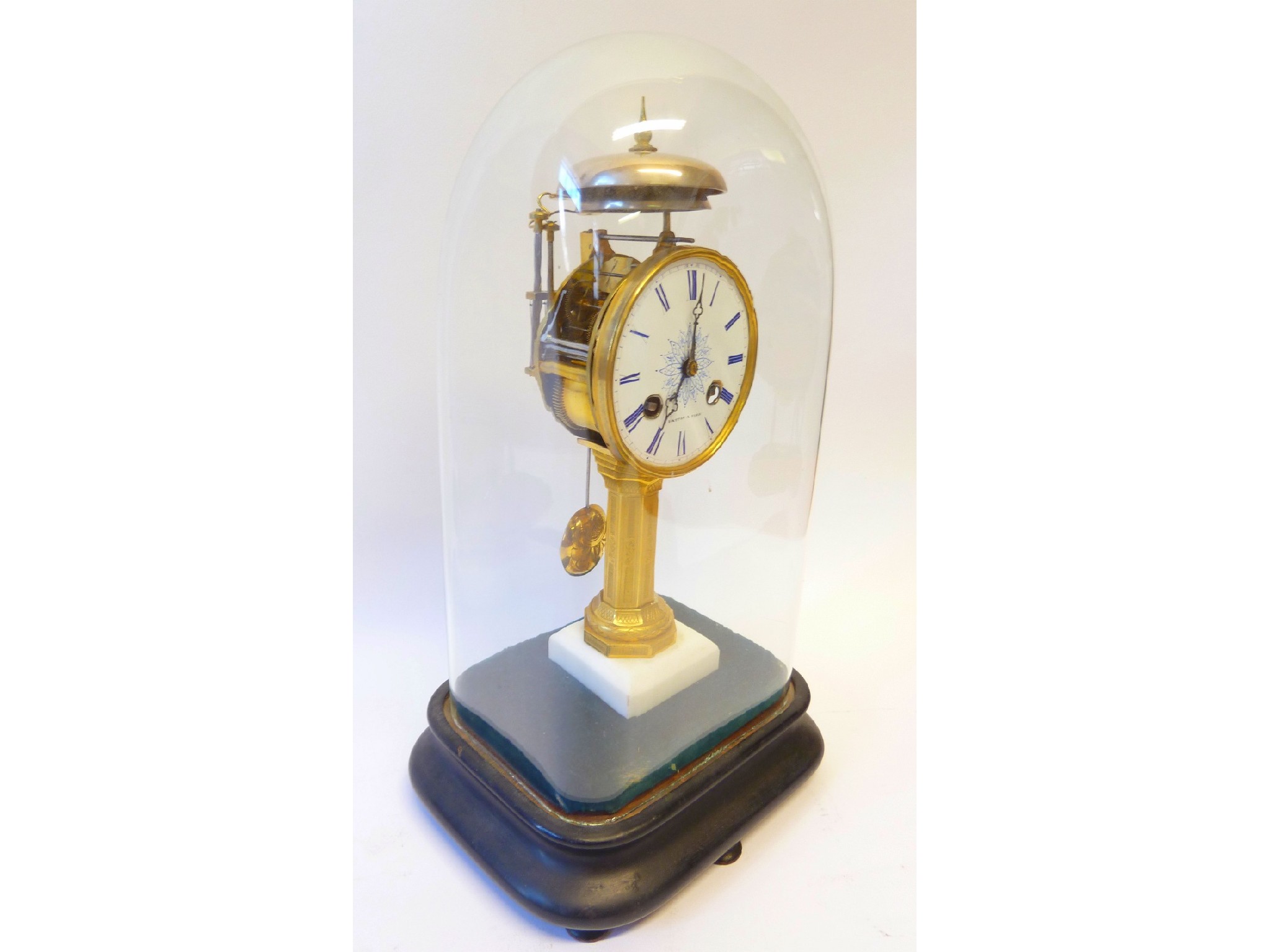 Appraisal: HATTON LATE TH CENTURY FRENCH ENGRAVED ORMOLU PILLAR CLOCK the