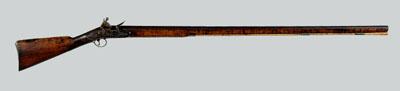 Appraisal: English flintlock rifle - in barrel checkered full stock bird