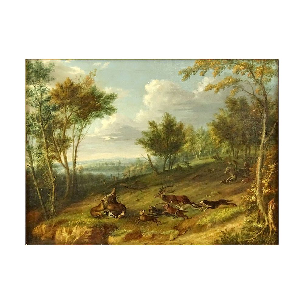 Appraisal: Friedrich Wilhelm Hirt German - Oil on Canvas Stag Hunt