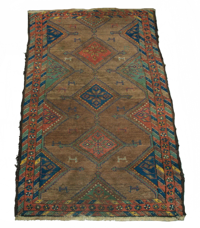 Appraisal: KURD RUG - '- X ' Three stepped diamond medallion