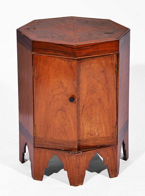 Appraisal: Walnut octagonal cabinetArt Deco of plain form