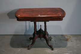 Appraisal: A Victorian inlaid walnut card table