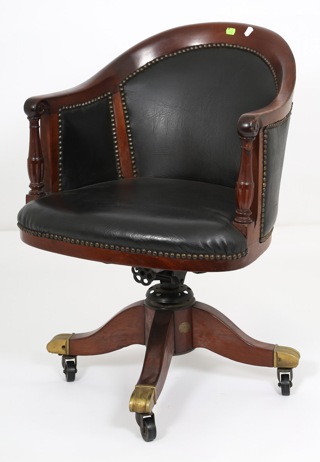 Appraisal: Mahogany barrel-back office chair