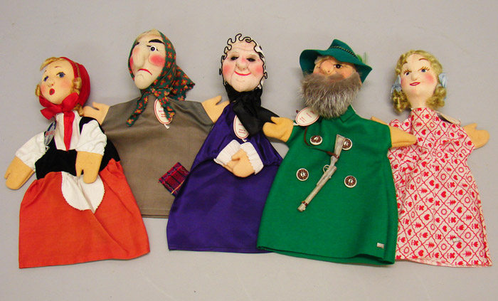 Appraisal: Lot of KERSA hand puppets Stockinette faces glass plastic eyes