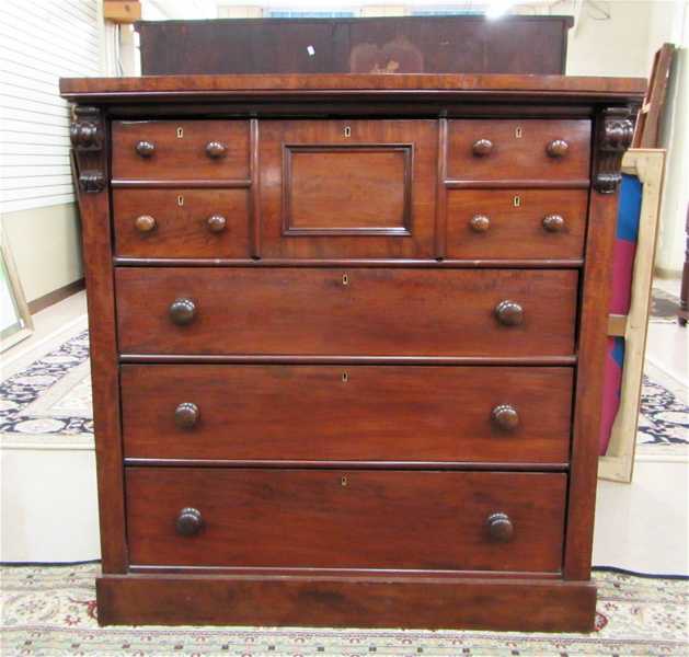 Appraisal: VICTORIAN MAHOGANY CHEST Irish or Scottish th century a chest