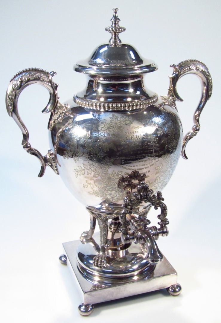 Appraisal: An early thC silver plated samovar by Walker Hall the