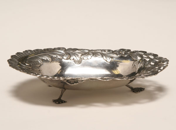 Appraisal: Irish silver Rococo bowl with tooled and chased floral openwork