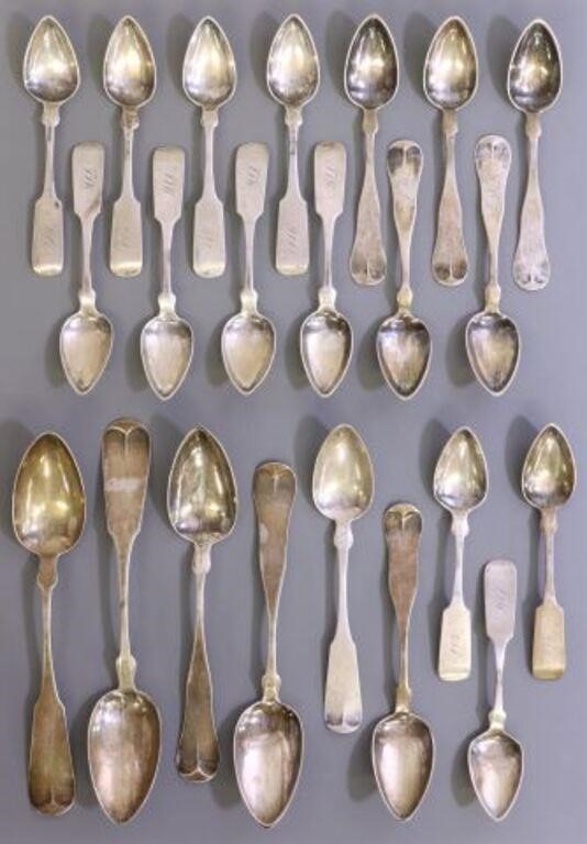 Appraisal: lot of American coin silver fiddleback spoons th c including