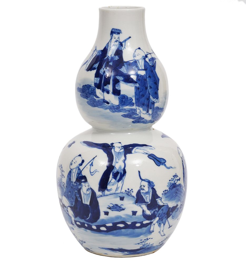 Appraisal: Chinese Blue White Double Gourd Porcelain Vase Chinese blue white