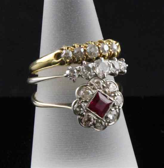 Appraisal: An ct gold ruby and diamond cluster ring size O