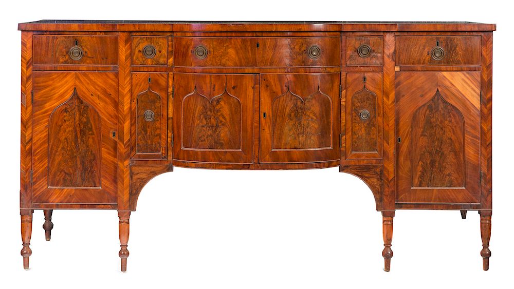 Appraisal: Period Sheraton Flame Grained Mahogany Sideboard Has been restored Back