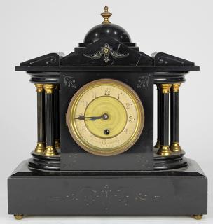 Appraisal: French slate mantle clock French slate mantle clock the case