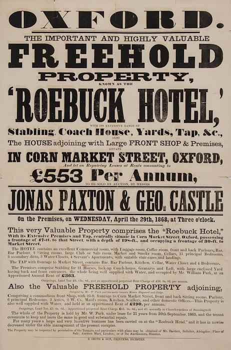 Appraisal: Oxford Posters - Property Livestock including Sale of Roebuck Hotel