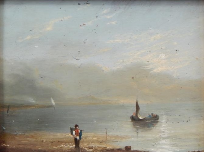 Appraisal: Clarkson Stanfield - Coastal scene with figure and fishing boats