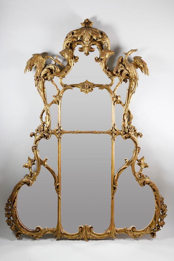 Appraisal: Chinese Chippendale Style Gesso and Giltwood Overmantle Mirror th Century