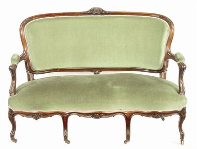 Appraisal: A French stained and carved beechwood frame settee early th