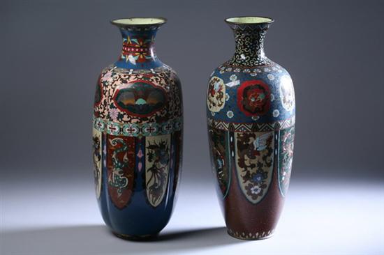 Appraisal: TWO LARGE JAPANESE CLOISONN ENAMEL VASES Meiji period circa With