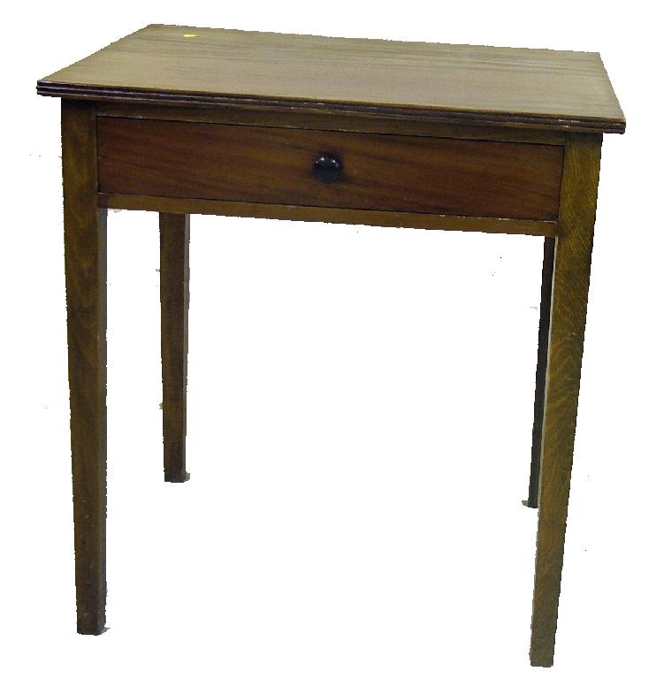 Appraisal: Mahogany side table with a single frieze drawer upon square