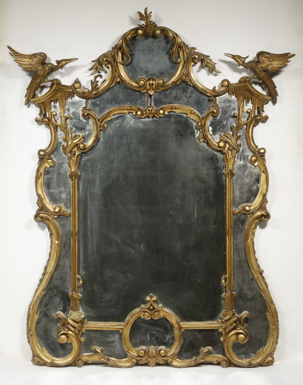 Appraisal: GEORGIAN PERIOD CHIPPENDALE MIRROR Ornate and Delicate Giltwood Mantel Mirror