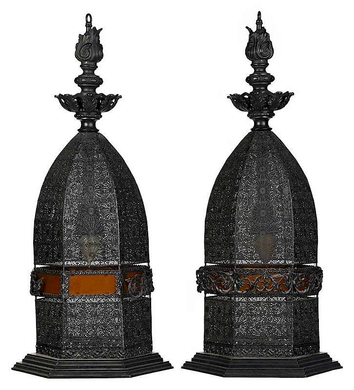 Appraisal: Pair Venetian Style Moorish Inspired Lamps Italian early to mid