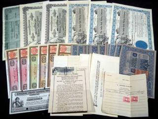 Appraisal: Peru Germany ANTIQUE STOCK CERTIFICATES CURRENCY Austria Hungary Kronen Reichsmark