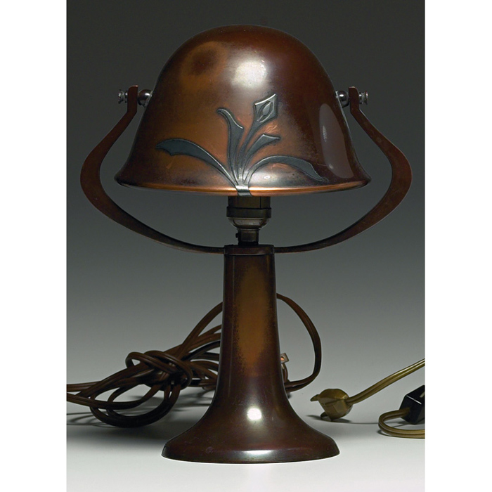 Appraisal: Heintz lamp sterling on bronze applied bird and branch design