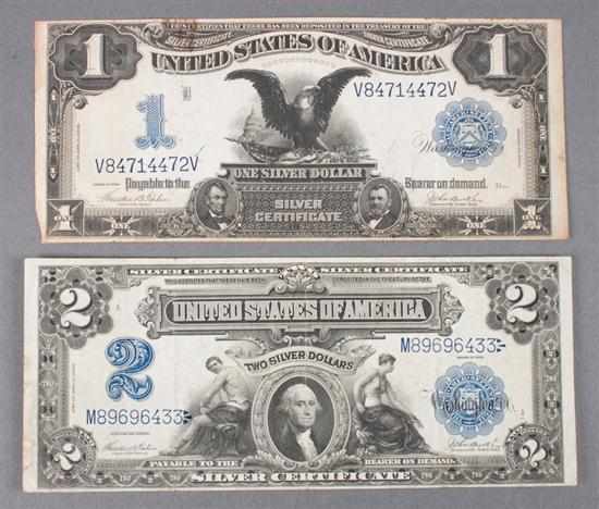 Appraisal: Two United States Silver Certificates and Series of comprising signed