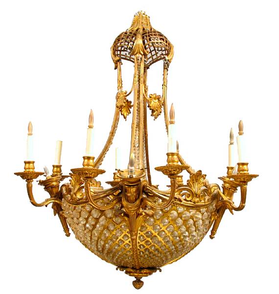 Appraisal: A Belle Epoque style gilt bronze and cut glass chandelier