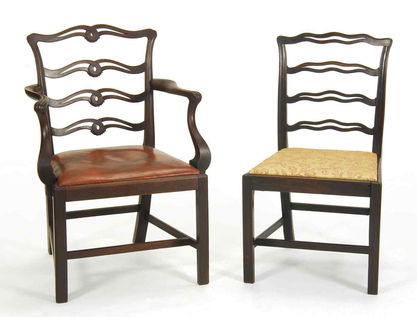 Appraisal: TWO ANTIQUE AMERICAN CHIPPENDALE CHAIRSFourth Quarter of the th CenturyOne