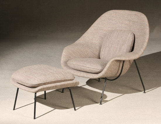 Appraisal: Eero Saarinen 'Womb' Chair and Ottoman Manufactured by Knoll International