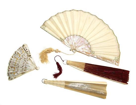 Appraisal: Collection of Four Continental Fans one cased comprising two with