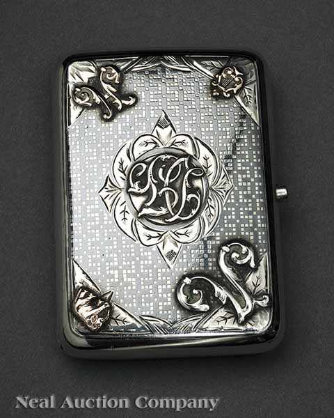 Appraisal: An Antique Russian Silver Gold and Niello Cigarette Case c