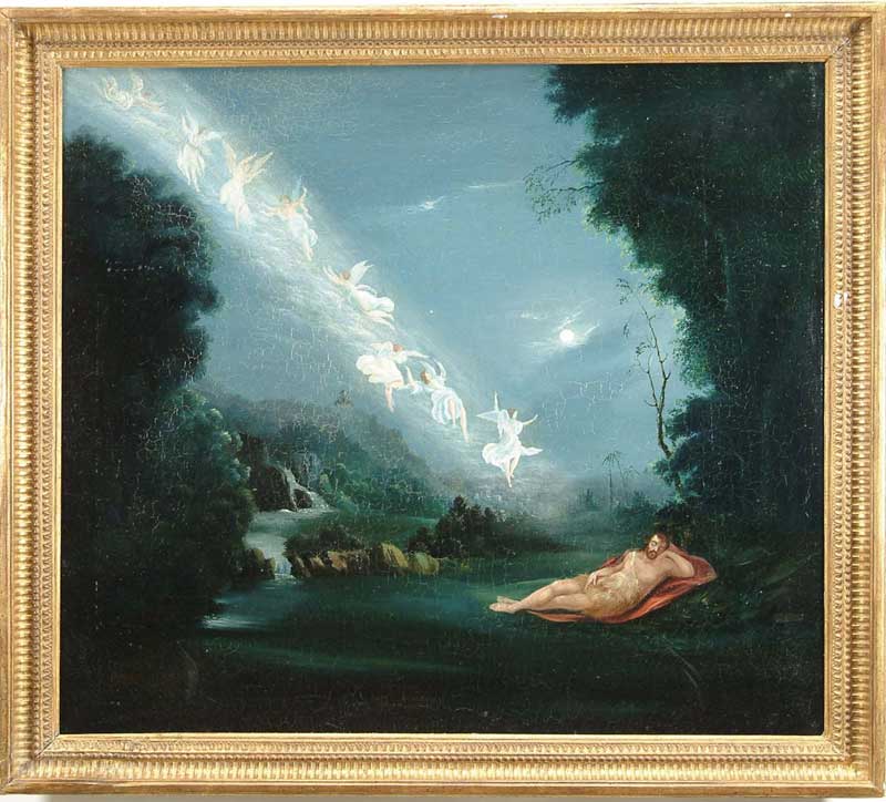 Appraisal: UNSIGNED American th Century JACOBS DREAM Allegorical oil on canvas