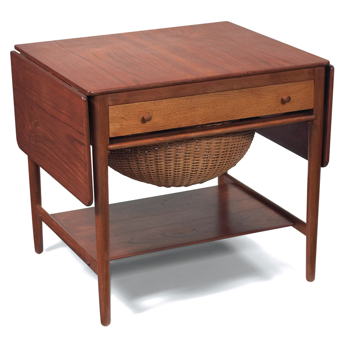 Appraisal: Hans Wegner sewing table by Andreas Tuck Denmark teak top