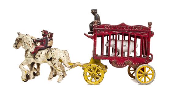 Appraisal: Sale Lot CIRCUS OVERLAND cast iron red caged wagon along