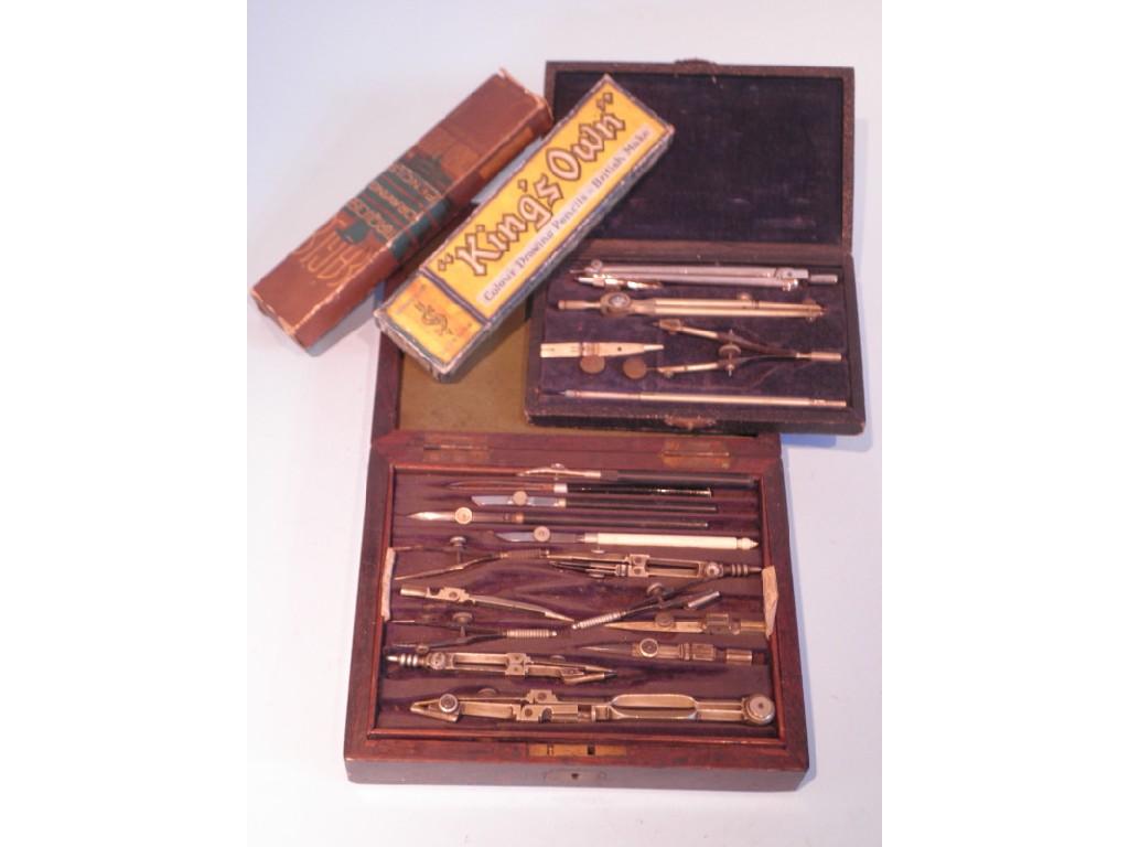 Appraisal: A set of drawing instruments in a fitted rosewood case