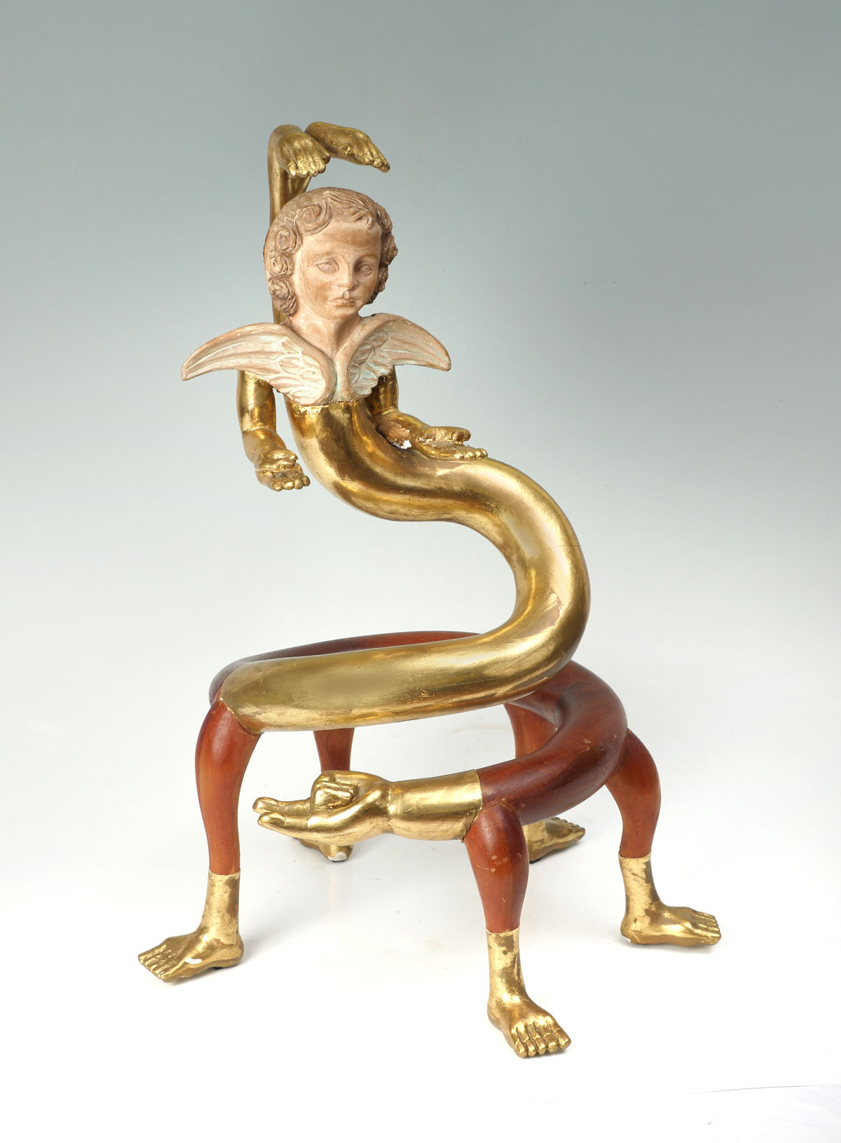 Appraisal: PEDRO FRIEDEBERG SERPENT ANGEL SCULPTURE '' in height a footed