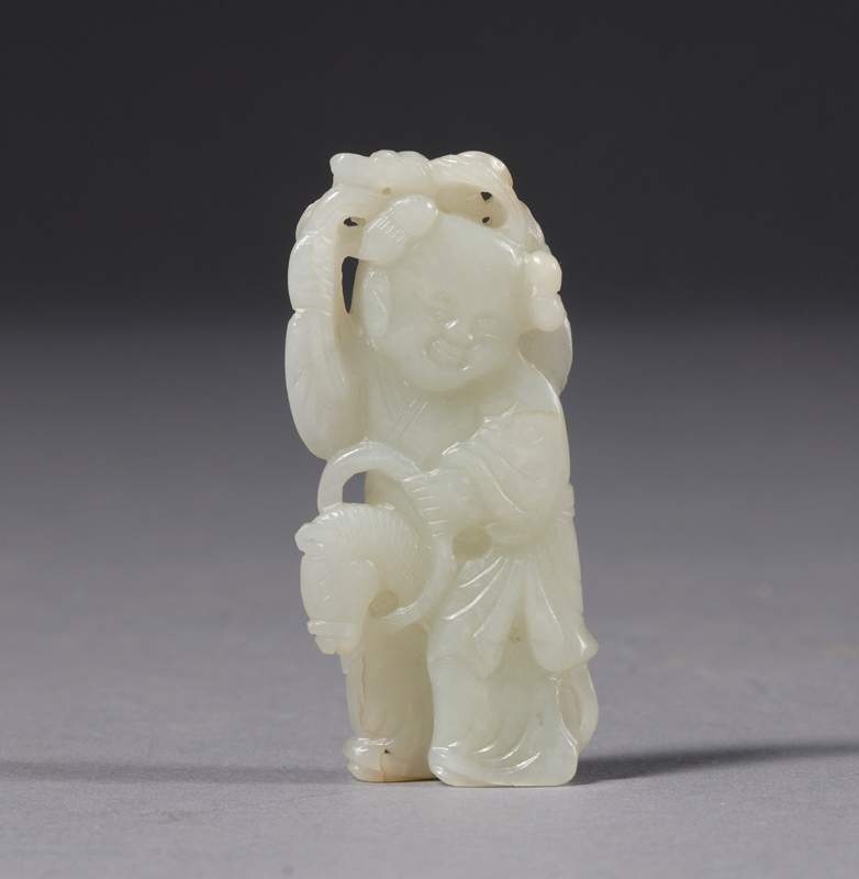 Appraisal: Jade Carving China th century small child with a hobby