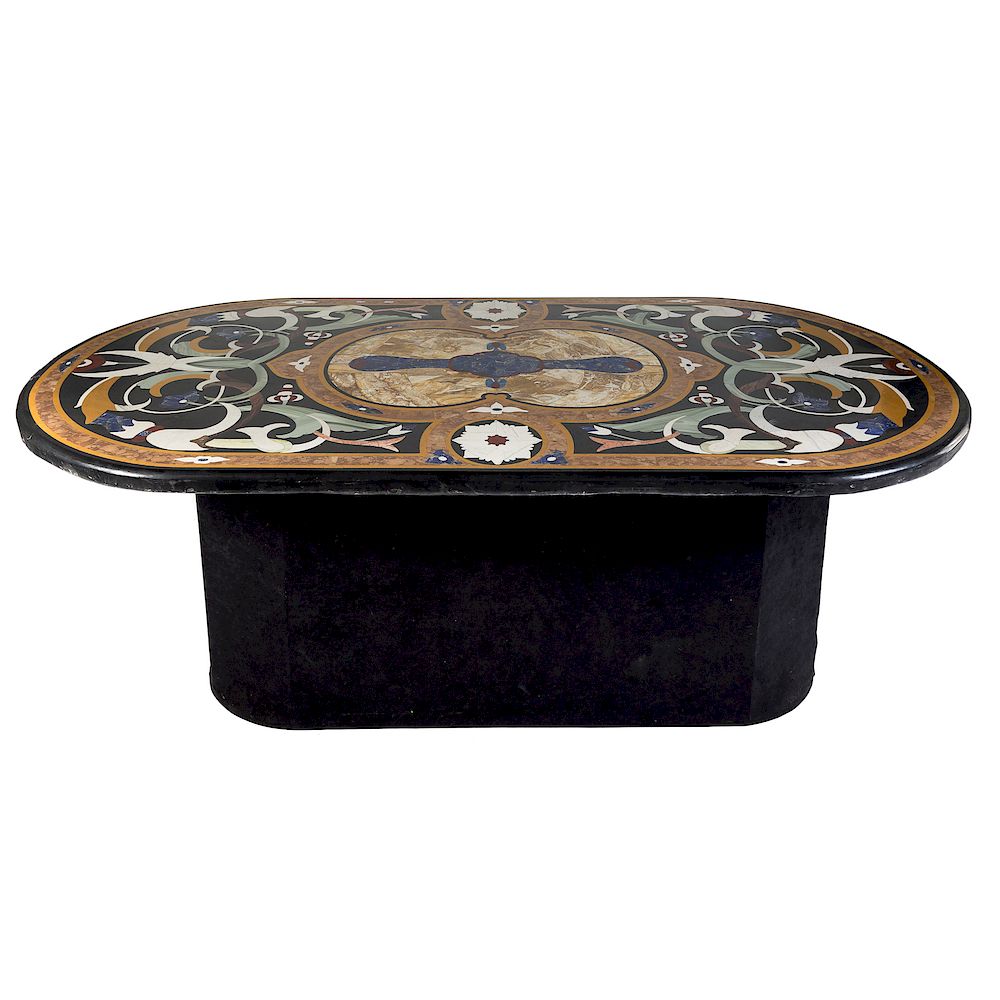 Appraisal: Indian Pietra Dura Dining Table Commissioned in inlaid with specimen