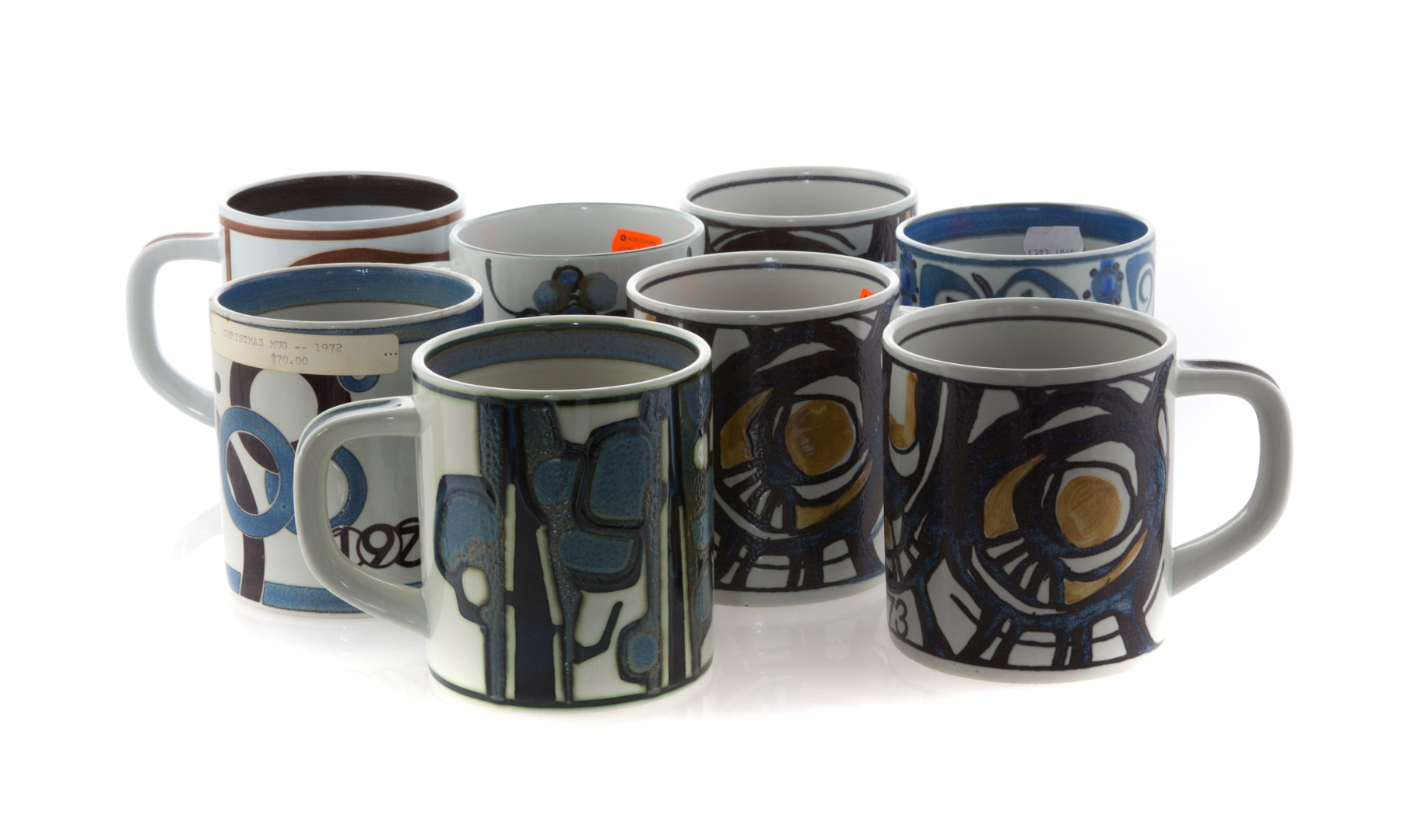 Appraisal: Assorted Danish mid-century mugs each with sterling bottom