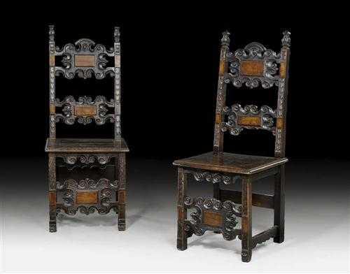 Appraisal: PAIR OF CHAIRS Early Baroque Northern Italy th century Shaped