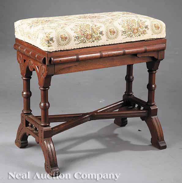 Appraisal: An American Eastlake Mahogany Music Bench late th c lift