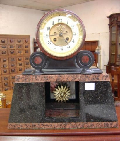 Appraisal: MARBLE CLOCK W OPEN ESCAPEMENT