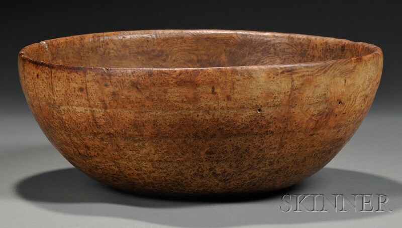 Appraisal: Turned Burlwood Bowl America early th century imperfections ht dia